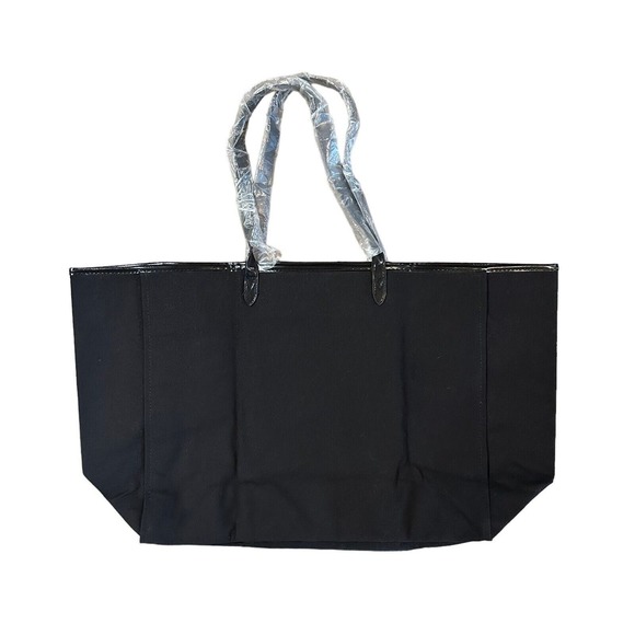 NEW Victorias Secret Large Sequin Tote Bag Black Colorful Stripe Bling Weekender - Picture 2 of 11